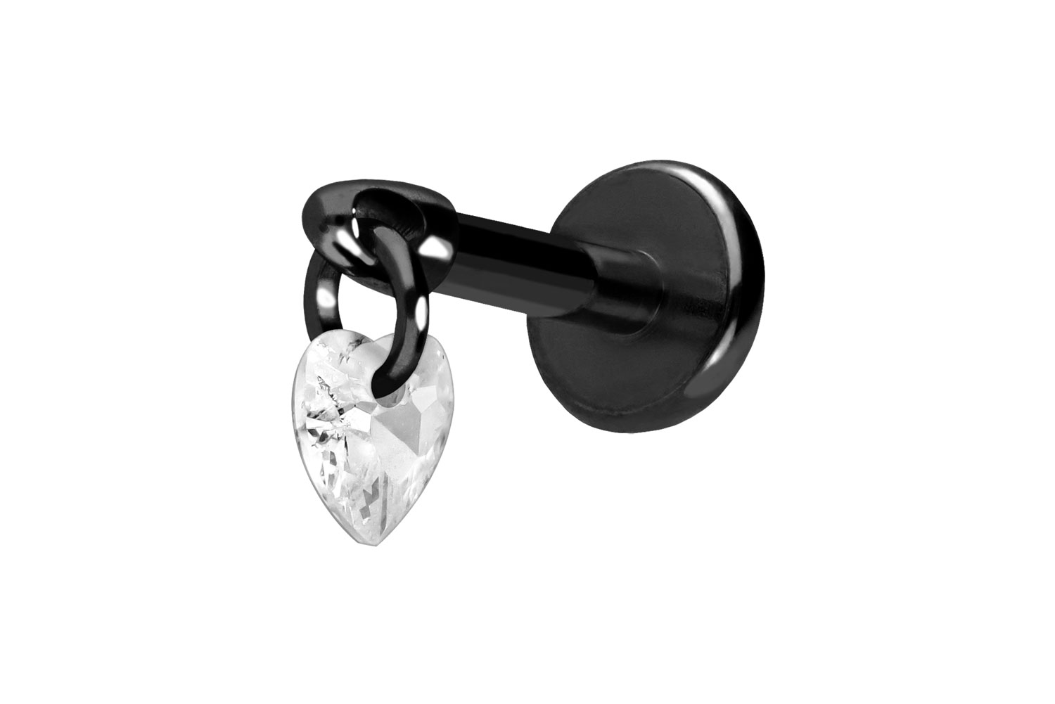 Titan Labret Piercing mit Push Fit KRISTALLHERZ